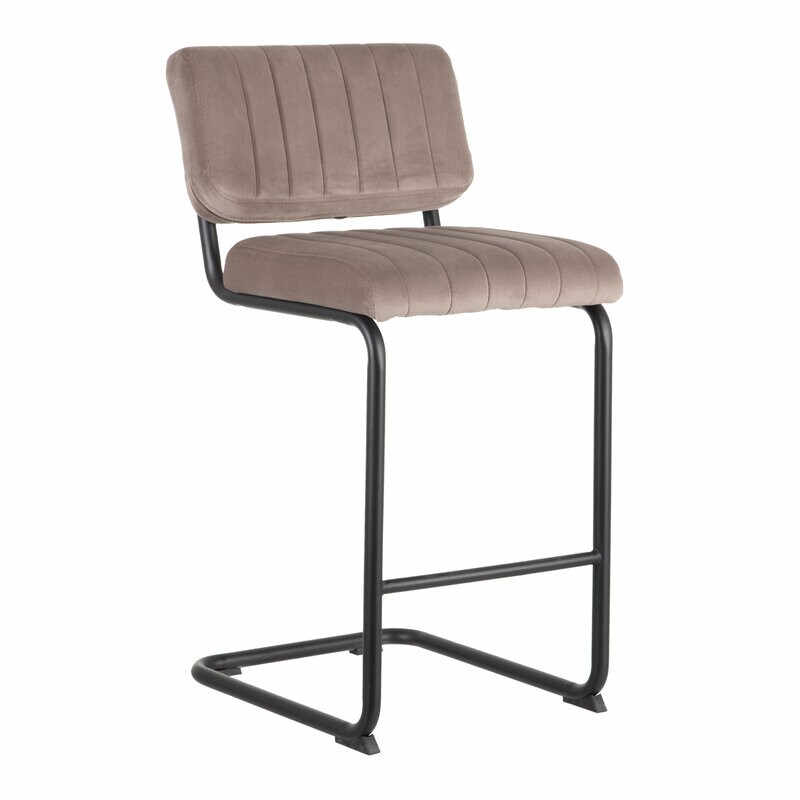 Set de 2 scaune de bar Lewter, gri/negru, 92 x 46 x 47 cm