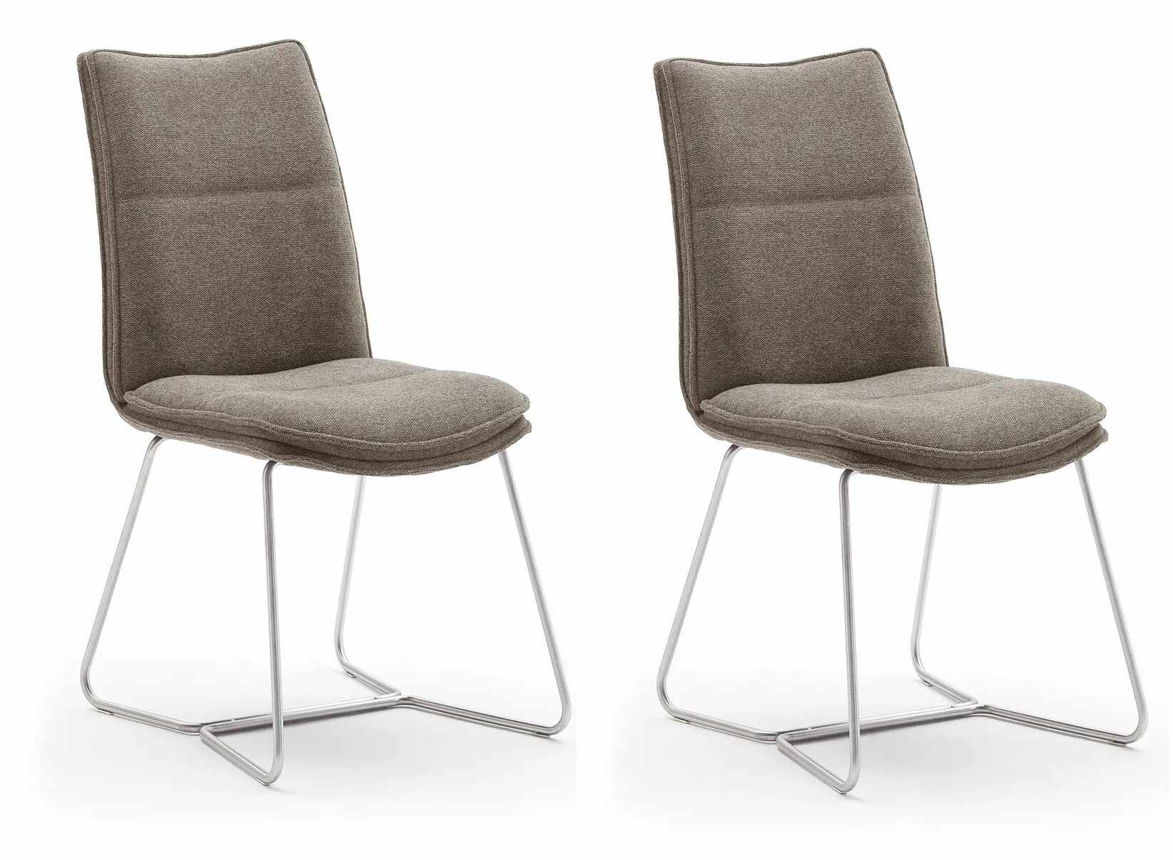 Set 2 scaune tapitate cu stofa si picioare metalice, Hampton II Capuccino / Crom, l48xA65xH94 cm
