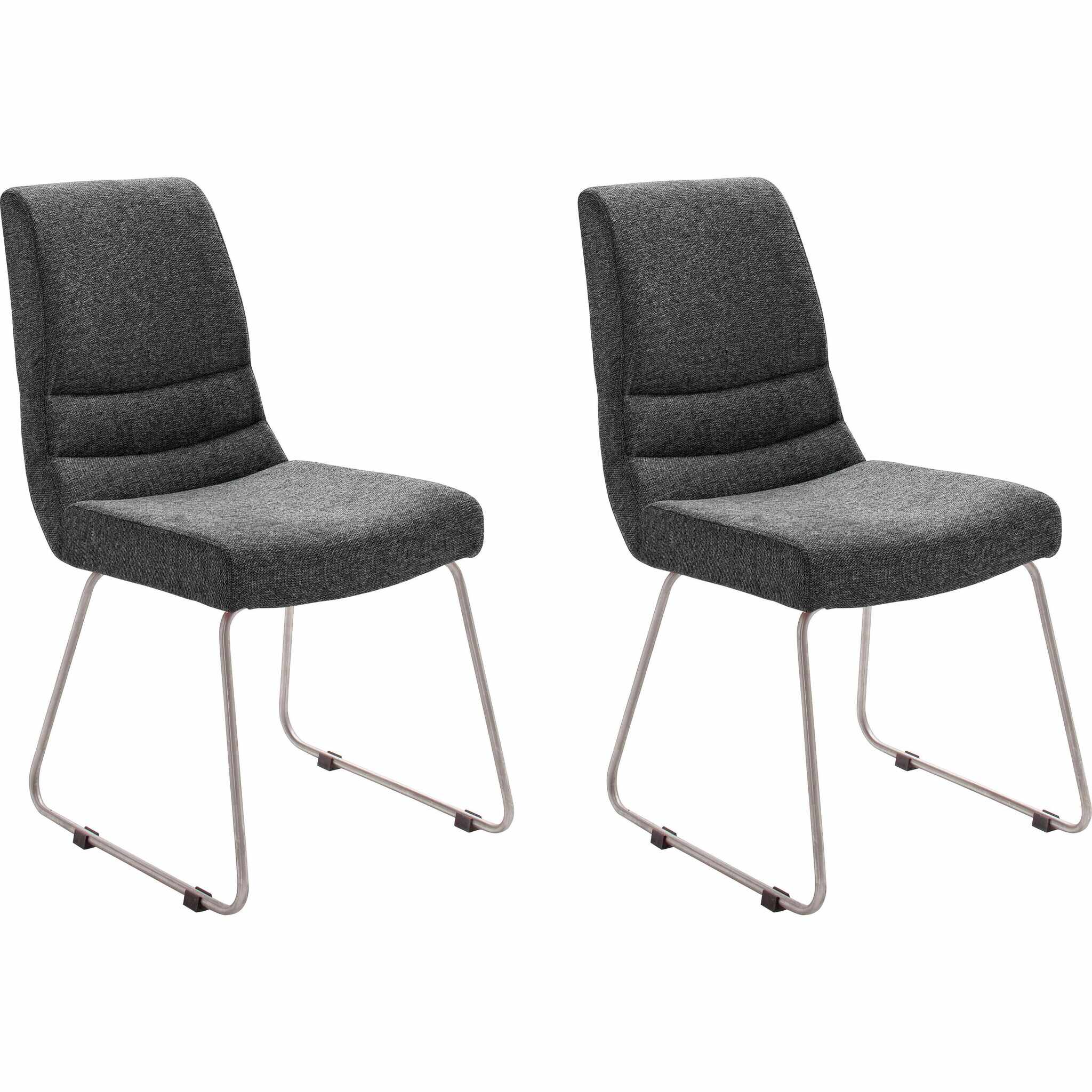 Set 2 scaune tapitate cu stofa si picioare metalice, Montera Skid Antracit / Crom, l45xA65xH89 cm