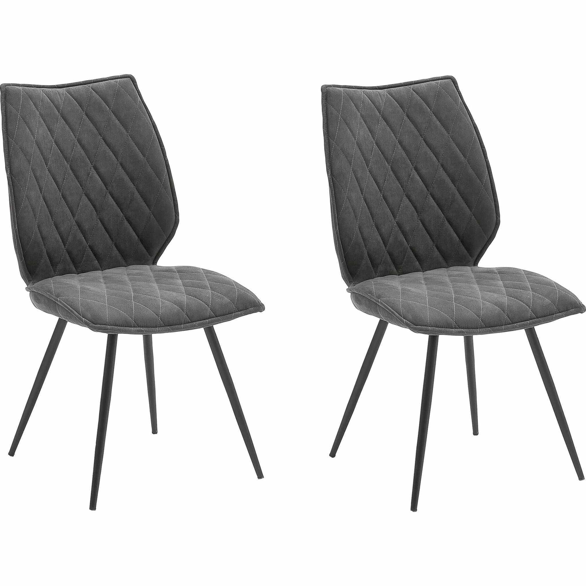 Set 2 scaune tapitate cu stofa si picioare metalice, Navarra Antracit, l50xA64xH96 cm