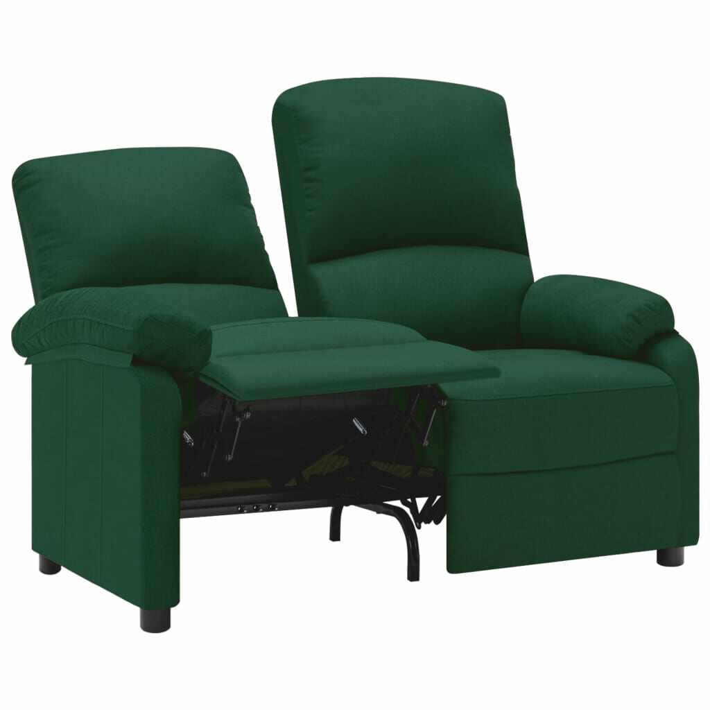 vidaXL Canapea rabatabilă cu 2 locuri, verde închis, material textil