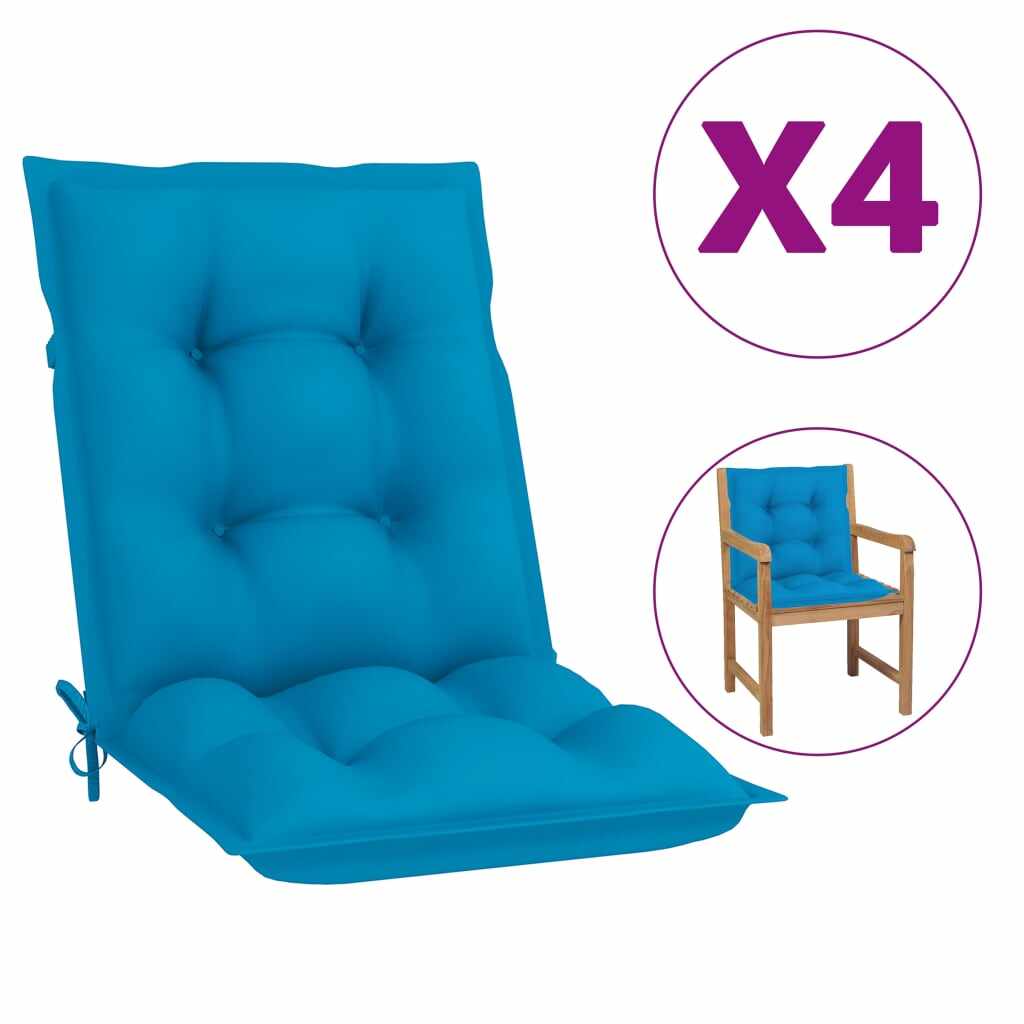 vidaXL Perne pentru scaun de grădină, 4 buc., albastru, 100x50x7 cm