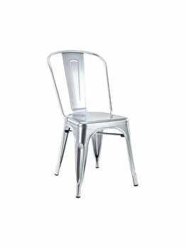 Set 4 scaune retro Heinner, 85 x 45 x 44.5 cm, metal, Argintiu