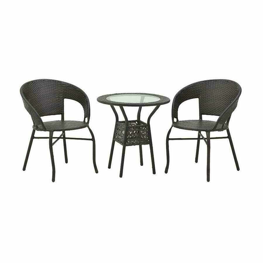 Set masa si scaune exterior, Plastic, Maro, Ext