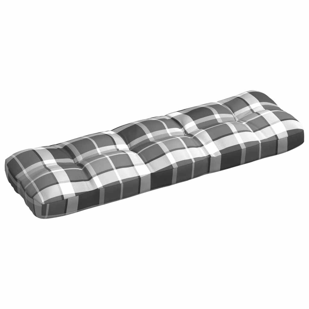 vidaXL Pernă canapea din paleți, gri în carouri, 120x40x10 cm