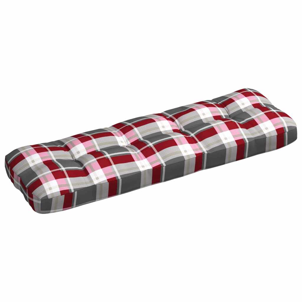 vidaXL Pernă canapea din paleți, roșu în carouri, 120x40x10 cm