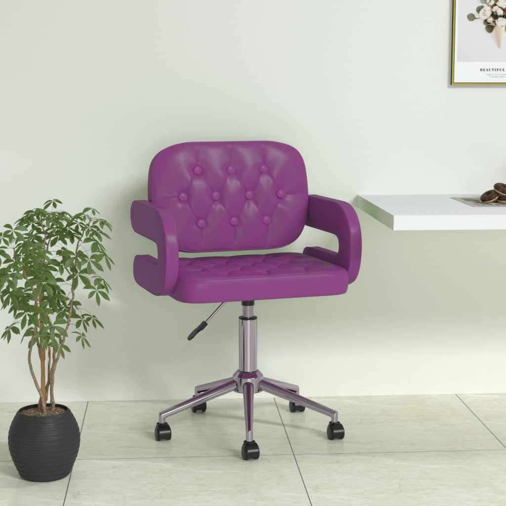vidaXL Scaun de masă pivotant, violet, piele ecologică