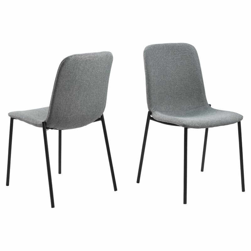 Set de 2 scaune tapitate Regionalda, gri deschis/negru, 86 x 45,5 x 55,5 cm
