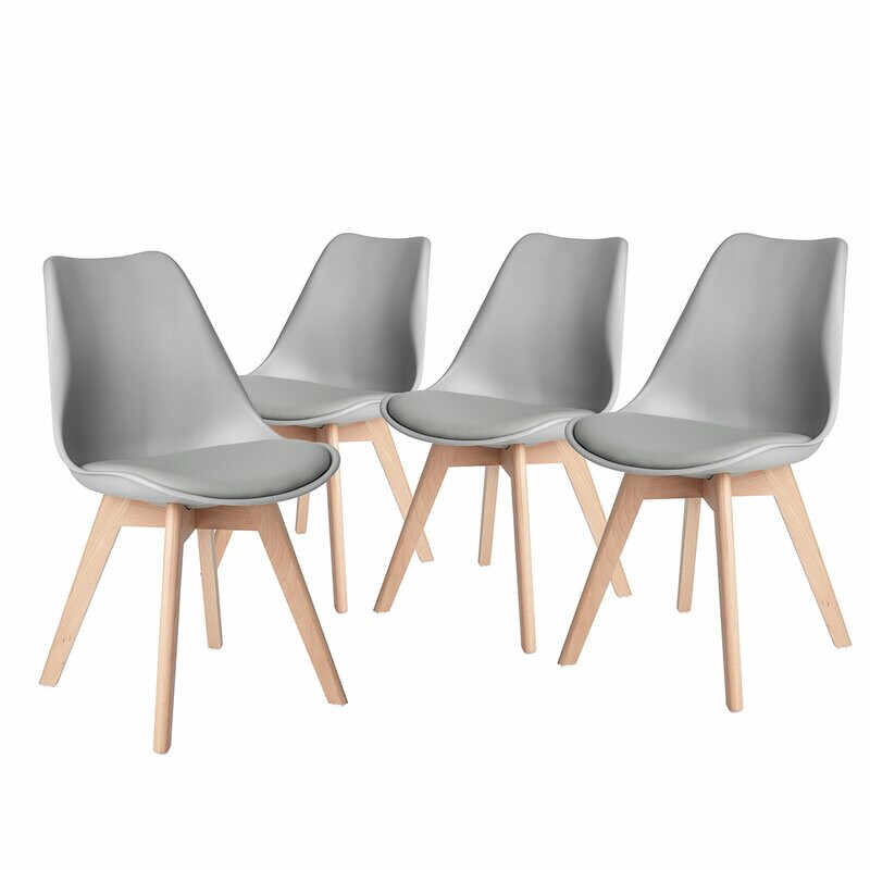 Set de 4 scaune tapitate Kaitlin, gri/natur, 82 x 42,5 x 46,5 cm