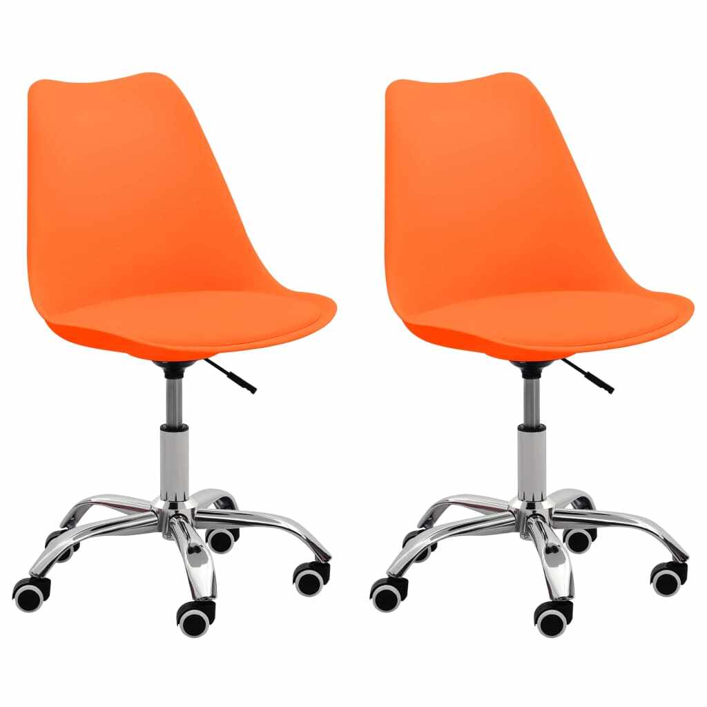 vidaXL Scaune de birou, 2 buc., portocaliu, piele ecologică 