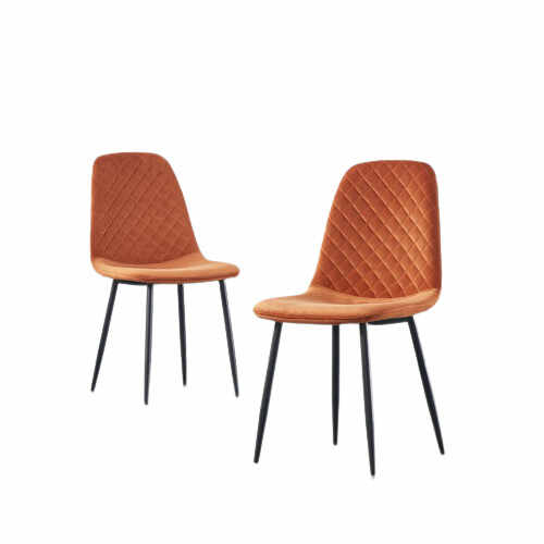 Set de 2 scaune tapitate Archie, catifea/ metal, portocaliu/ negru, 119,4 x 44 x 40 cm