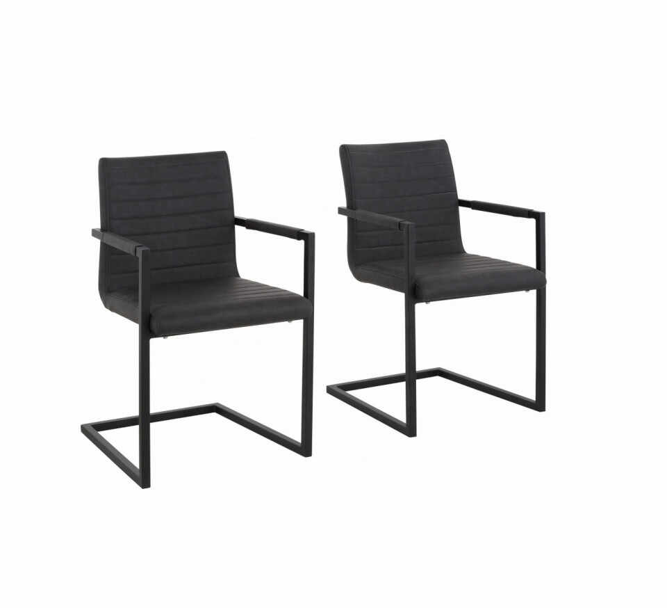 Set de 2 scaune tip fotoliu Sabine piele sintetica/metal, gri, 54 x 59 x 87 cm