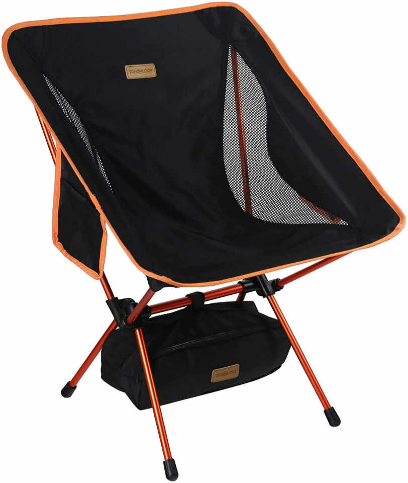 Scaun de camping TREKOLOGY, metal/textil, negru/portocaliu, 30,5 x 48 x 71 cm