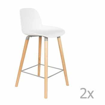 Set 2 scaune bar Zuiver Albert Kuip, înălțime scaun 65 cm, alb