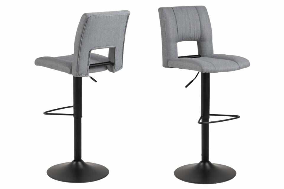 Set 2 scaune de bar tapitate cu stofa si picior metalic Sylvia Gri Deschis / Negru, l41,5xA52xH115 cm