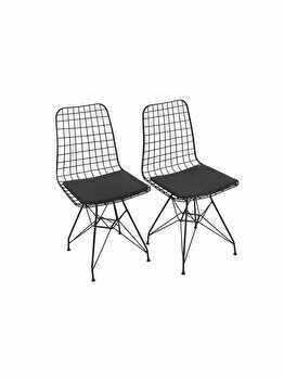 Set 2 scaune Plass Design, 44 x 49 x 78-80 cm, metal, Negru