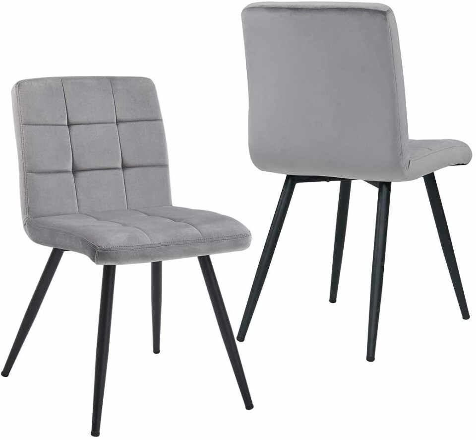 Set de 2 scaune tapitate HNNHOME, gri/negru, 54,5 x 43,5 x 81,5 cm