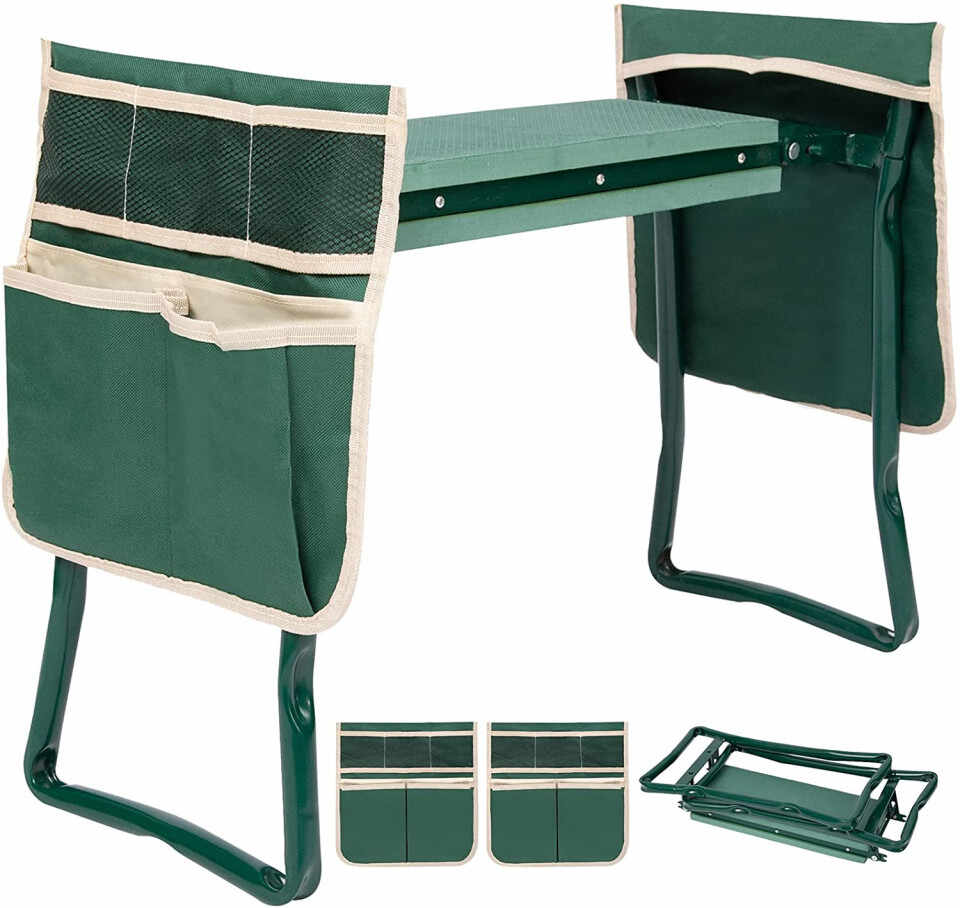 Taburet de gradina Accshine, pliabil, metal/textil, verde,58 x 49 x 27,5 cm